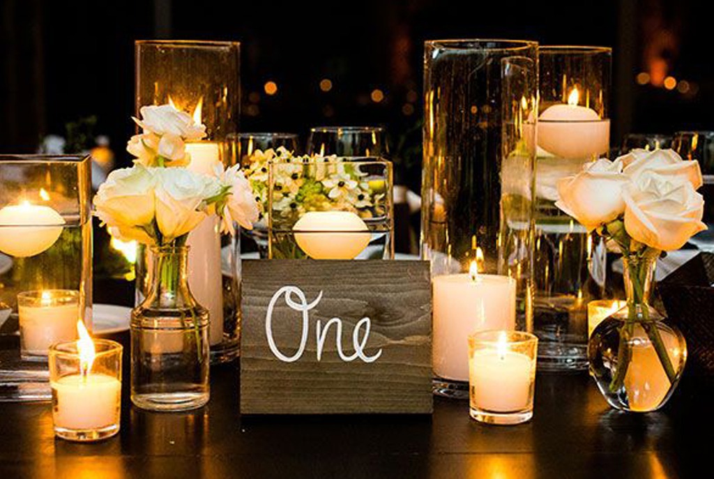 table decor with flowers and candles