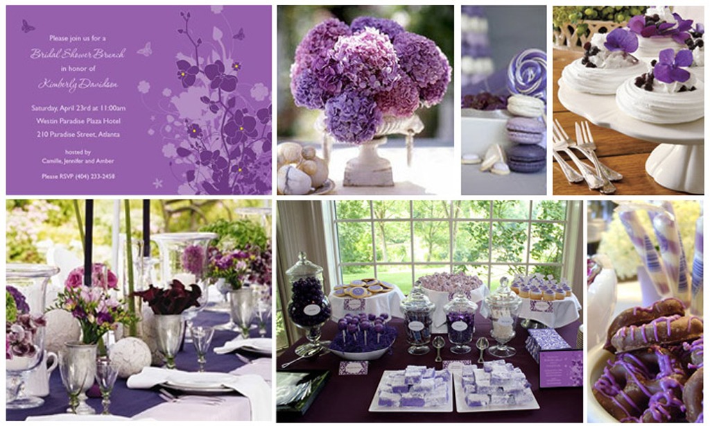 purple theme bridal shower decorations