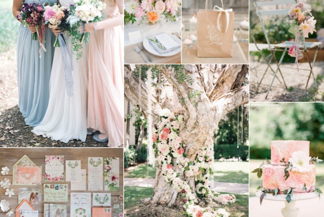 beautiful wedding decor with pastels and flowers