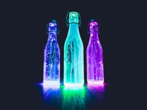 neon bottles for sweet 16 party