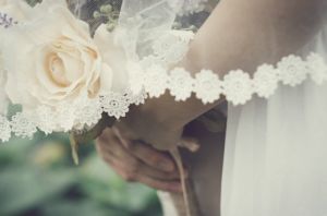 Romantic bridal veil and flower