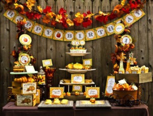 fall birthday party decor