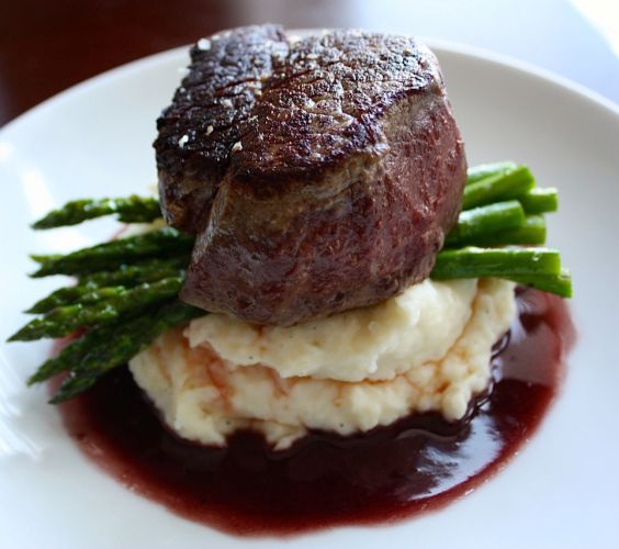 The center-cut filet mignon with red wine reduction on PineCrest's wedding menu.