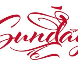 Red Scripted Font that says Sunday