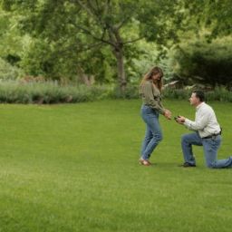 Engagement proposal in a green park