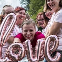 Friends celebrate with bride at a bachelorette party