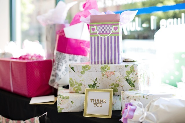 Bridal Shower gifts on a table