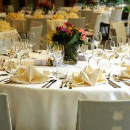 Place settings at a wedding reception