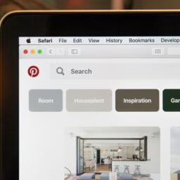 Laptop opened on Pinterest party planning app