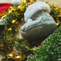 baby booties in a Christmas wreath