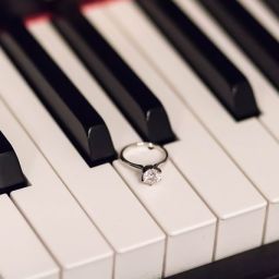 diamond ring on a piano