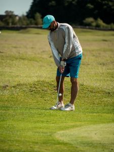 a man playing golf